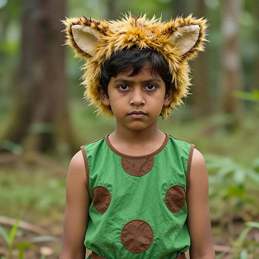 Young Mowgli in Vibrant Forest Costume