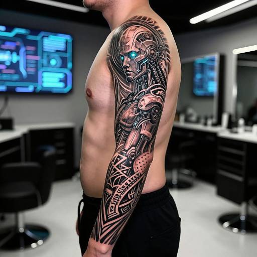 Futuristic Cybernetic Biomechanical Tattoo