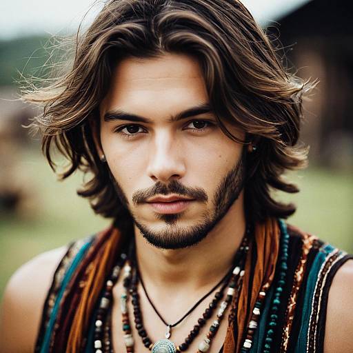 Bohemian Style Man with Jewelry