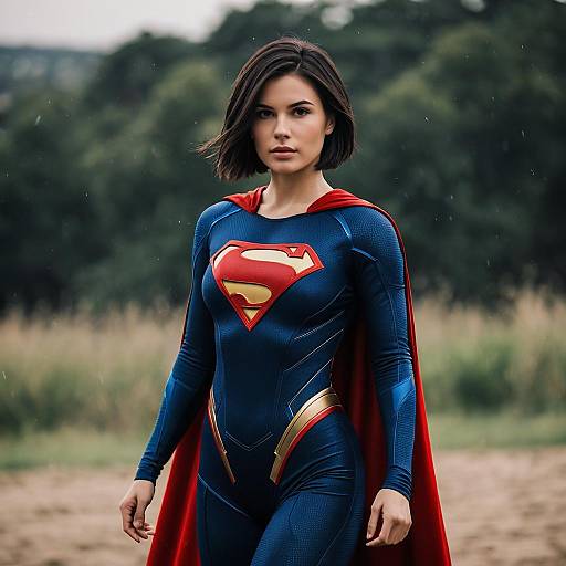 Woman in Realistic Superhero Costume Outdoors