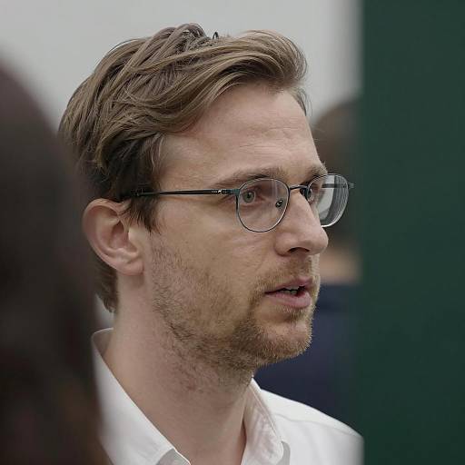 Caucasian Man in Focus with Green Frame