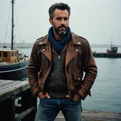 Weathered Sailor at Foggy Dock Scene