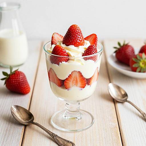 Fresh Strawberries with Cream Dessert