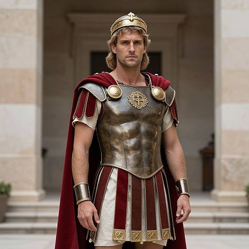Roman Caesar Costume with Red Cape