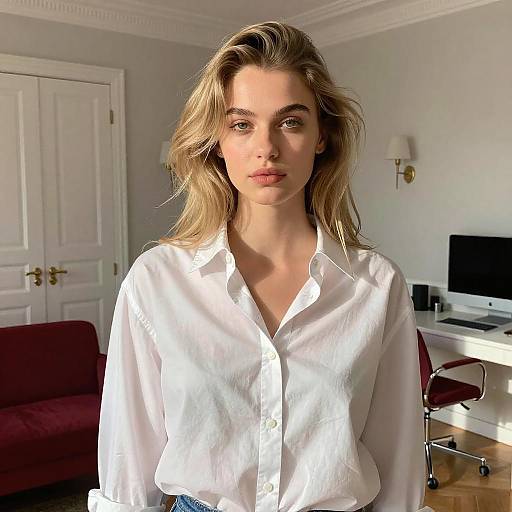 Sunlit Portrait of Woman Indoors