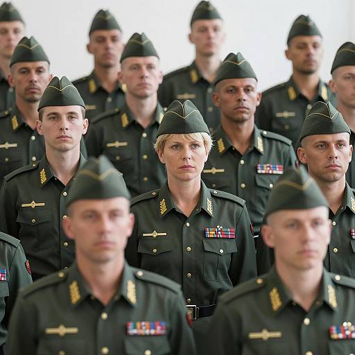 Military Officers Group Photo with Female Leader