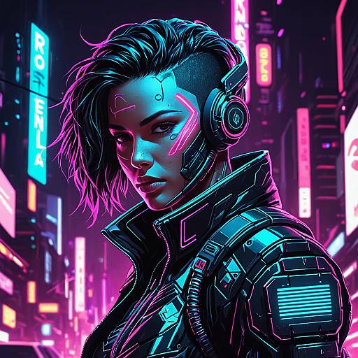 Neon Cyberpunk Cyborg Assassin