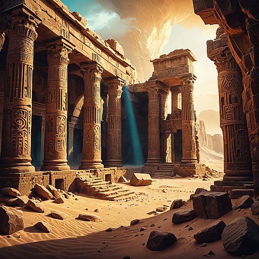 Enchanted Desert Ruins with Parisian Charm