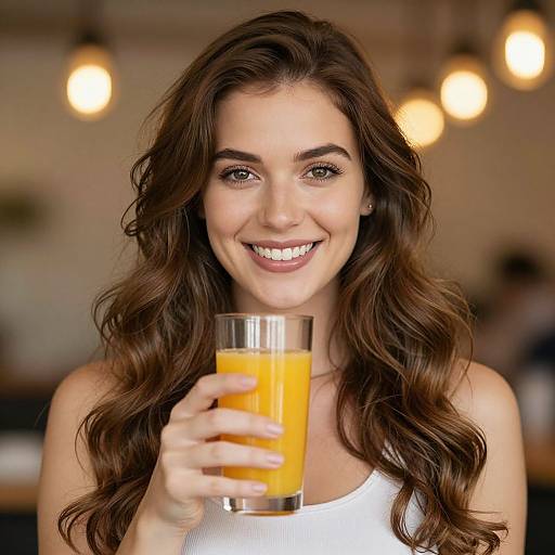 Smiling Woman with Orange Juice