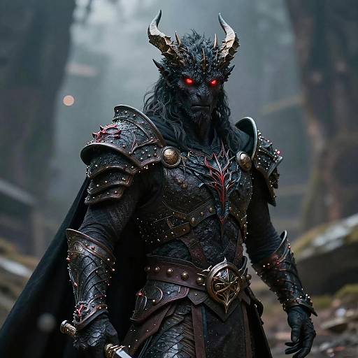 Majestic Black Dragonborn in Armor