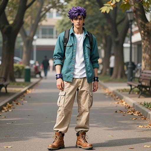 Young Man in JoJo's Bizarre Adventure Style