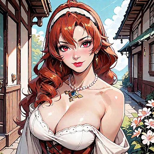 Mature Anime Woman in Victorian Dress