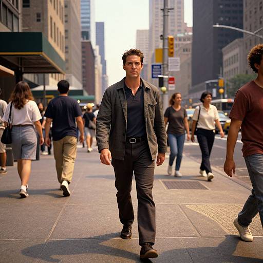 3D NYC Street Scene with Man