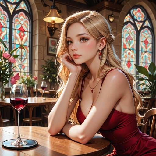 Elegant Blonde in a Cafe Setting