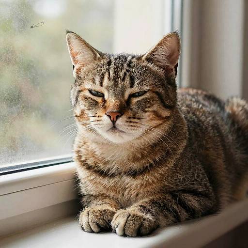 Emotional Stray Cat on Windowsill