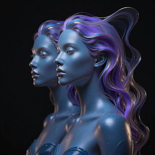 Futuristic Abstract Woman in Metallic Colors