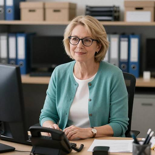 Middle-aged woman working in office