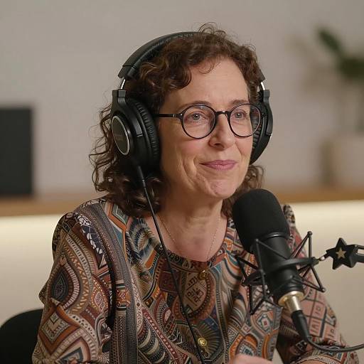 Middle-Aged Woman in Studio with Headphones