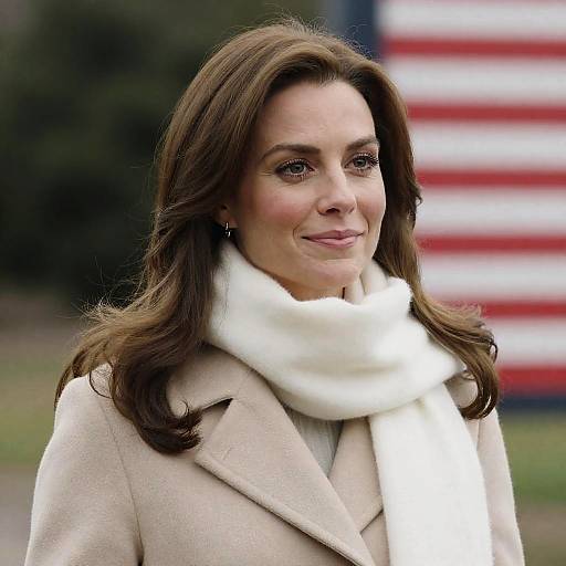 Smiling Woman in Beige Coat Portrait
