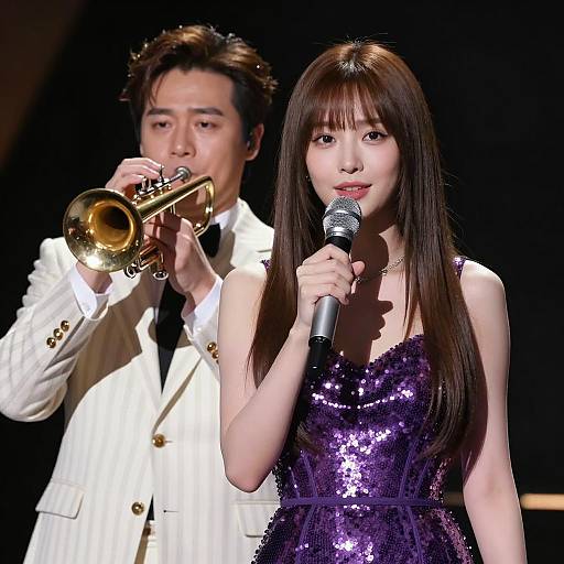 Female Singer and Trumpet Player on Stage