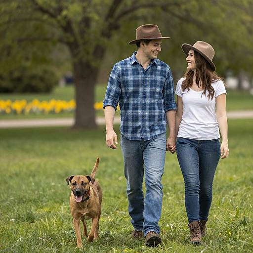 Couple Strolling in a Vibrant Park
