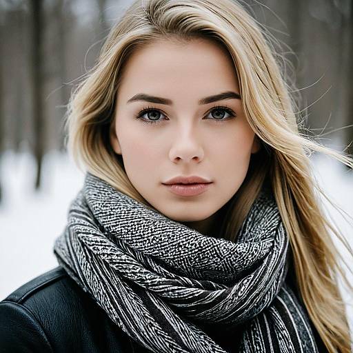 Blonde Woman Wearing Scarf Outdoors
