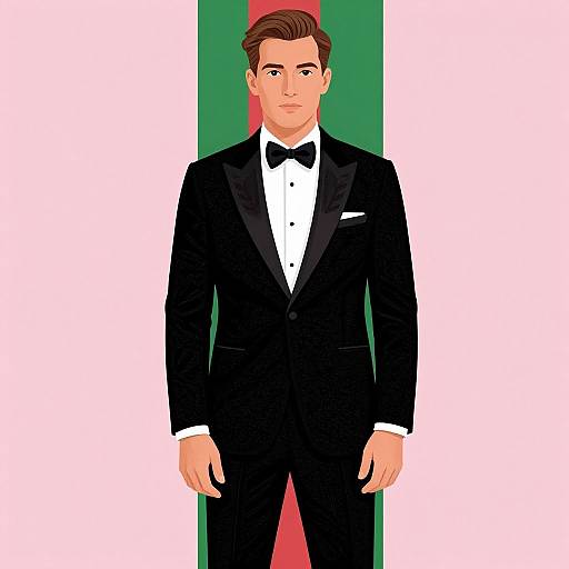 Elegant Man in Tuxedo with Stripes