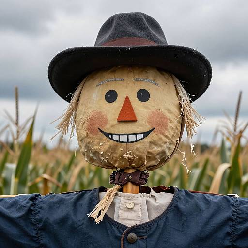Weathered Biden Scarecrow Close-Up