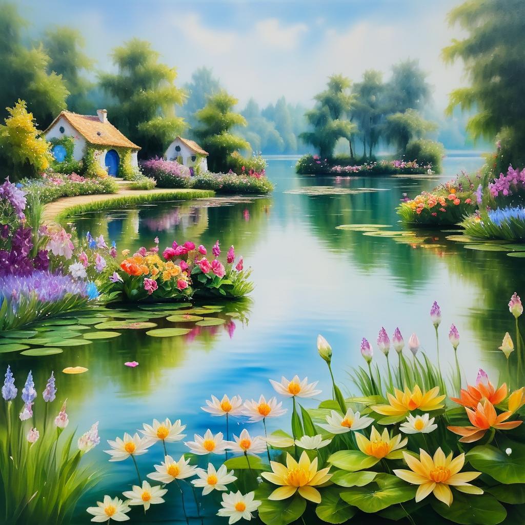 Enchanted Lake with Fairy Boats and Nymphs