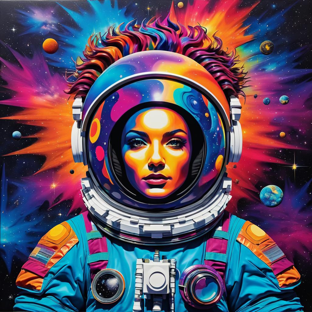 Surreal Astronaut with Abstract Hair Art