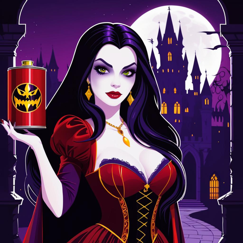 Sassy Vampire Cartoon in Gothic Style