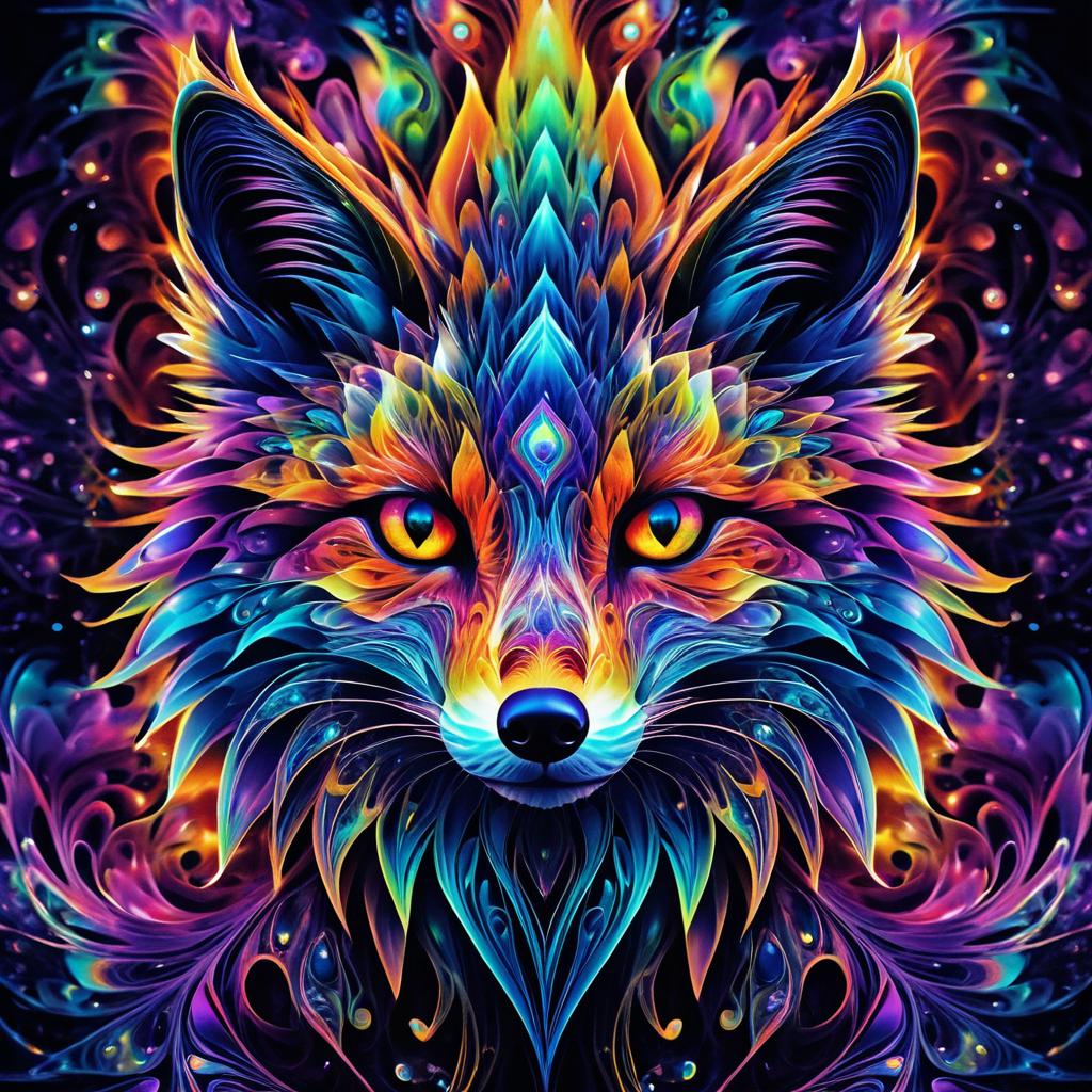 Mystical Hyperrealistic Fox with Surreal Features