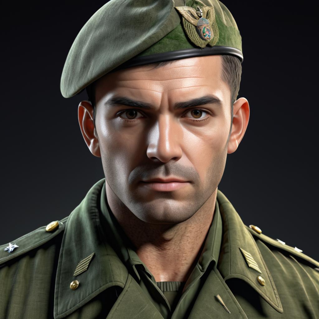 Rugged Military Man Portrait in Detail