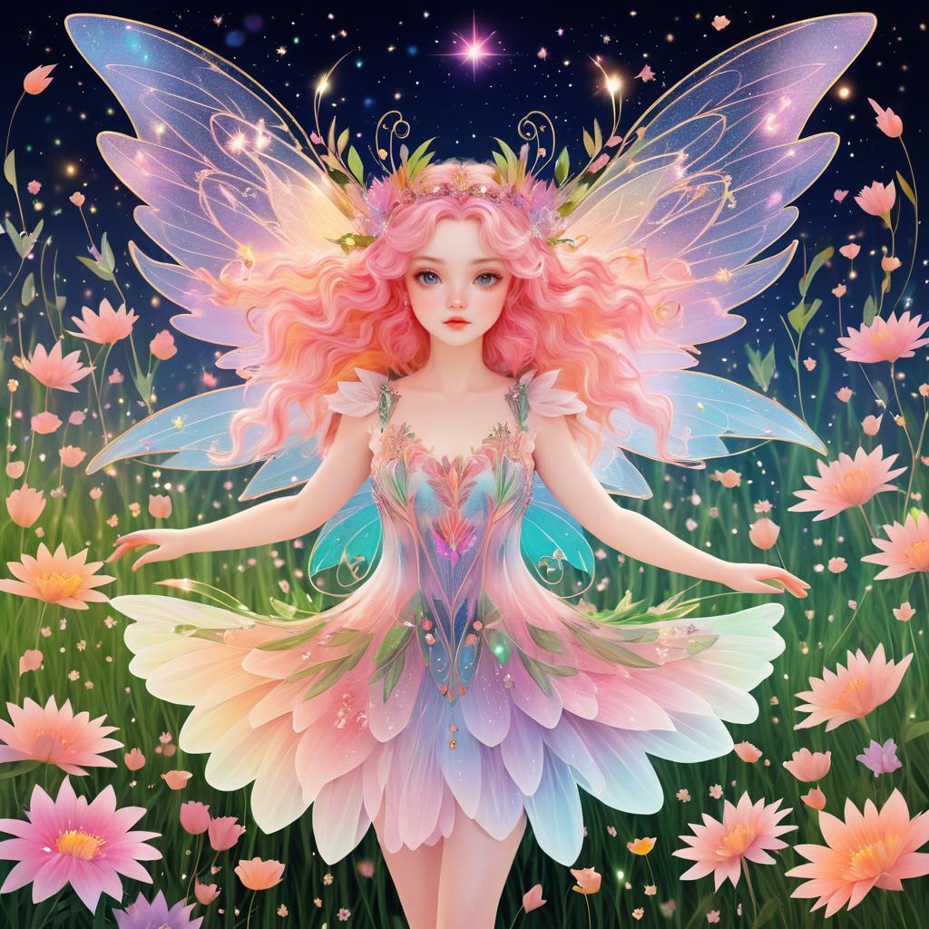 Whimsical Fairy in a Flower Field