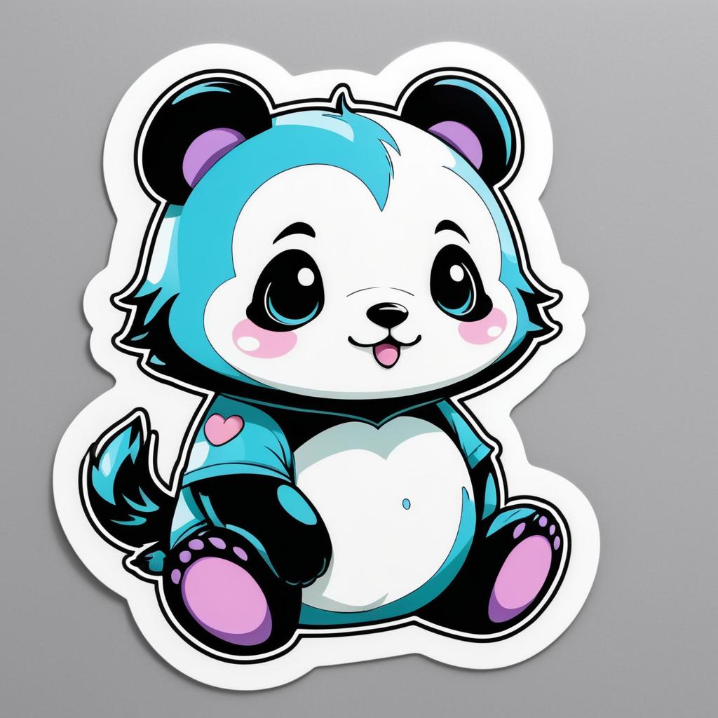 Kawaii Patina Panda Sticker Design