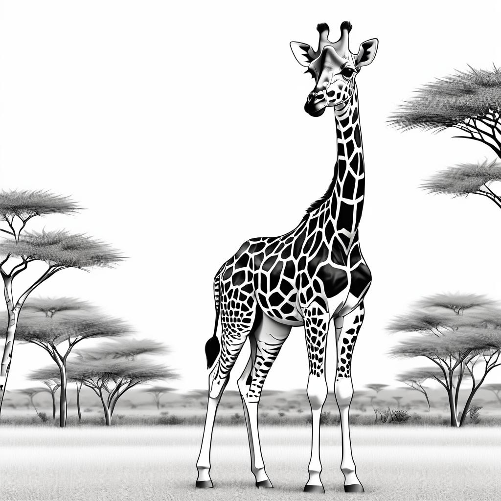 Curious Giraffe Coloring Page for Kids