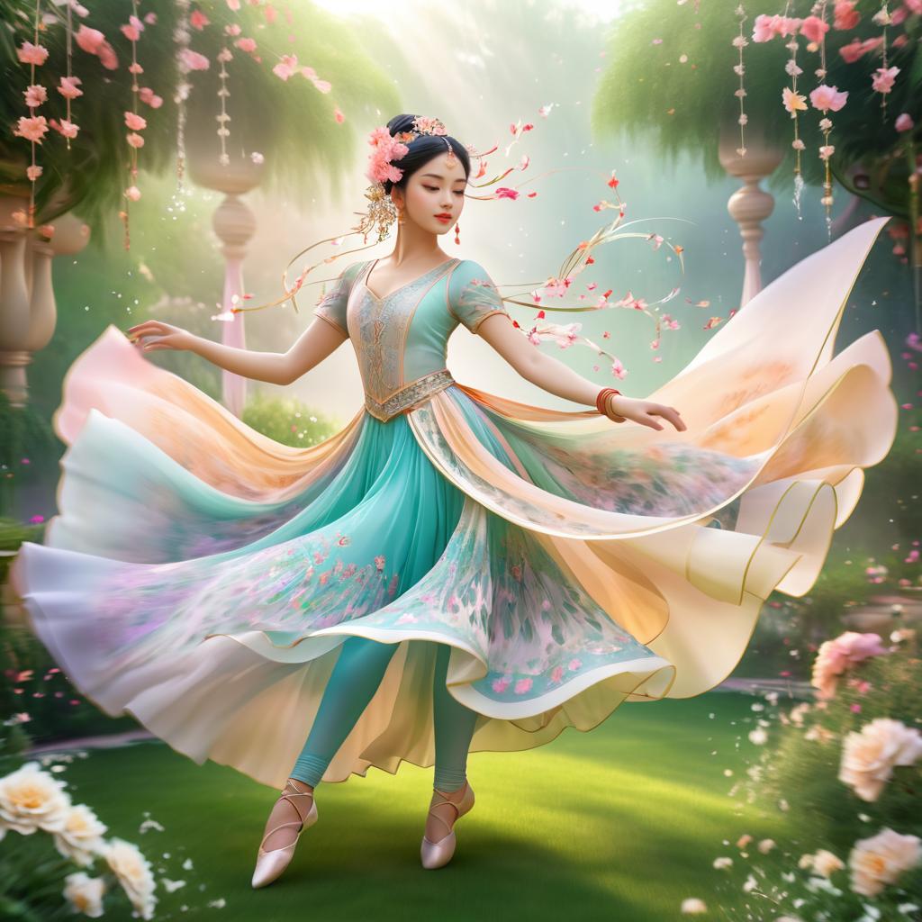 Ethereal Dance in a Whimsical Garden