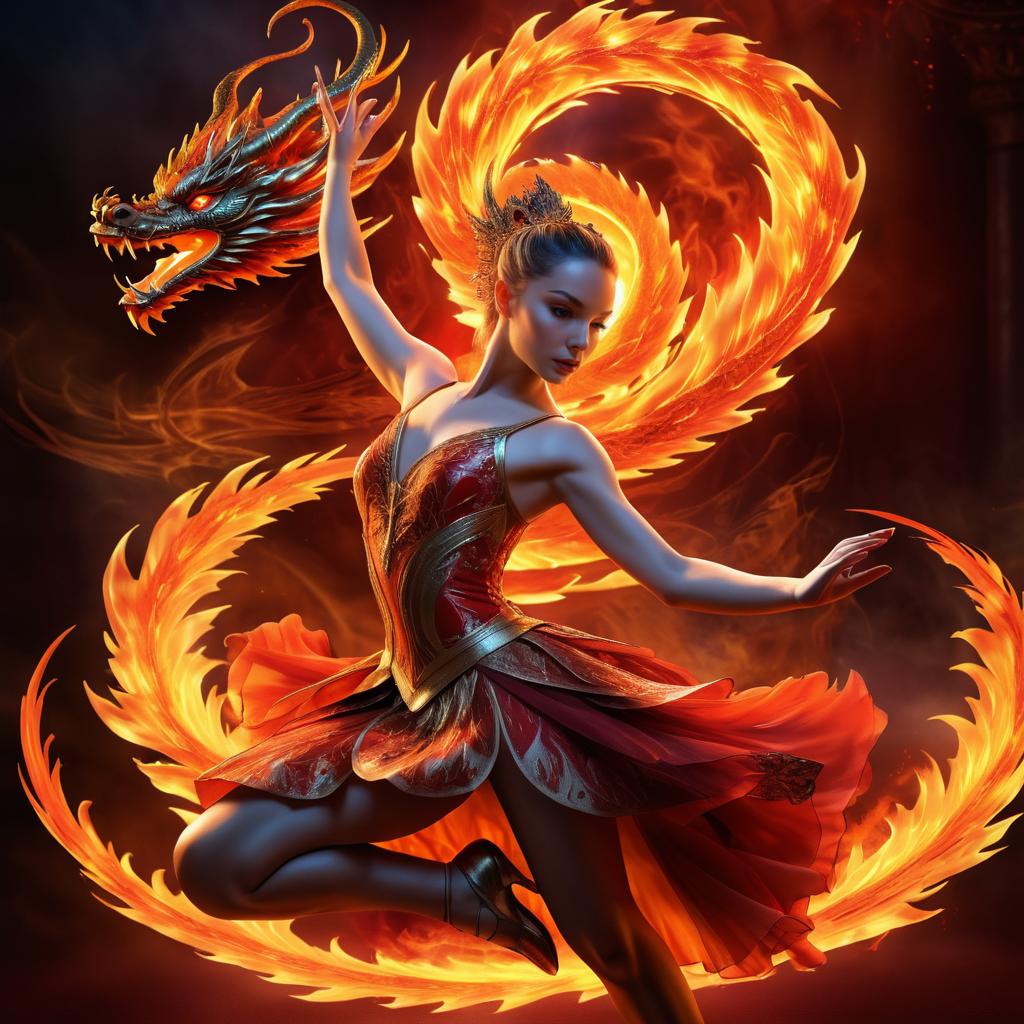 Dynamic Ballet Dancer vs Fiery Dragon