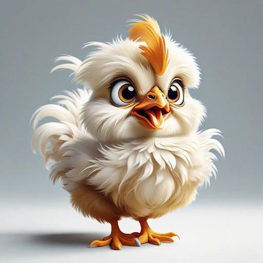 Joyful Cartoon Silkie Chicken Illustration