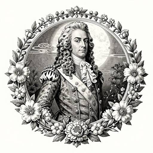 Japanese Ink Portrait of Louis XVI