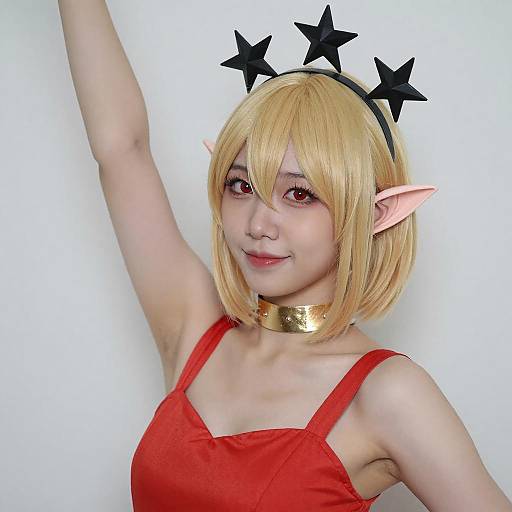 Elf Woman in Red Dress Portrait