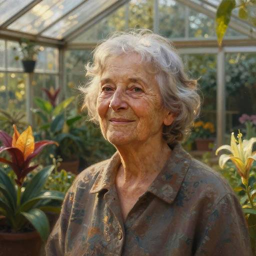 Evocative Elderly Woman in Vintage Greenhouse