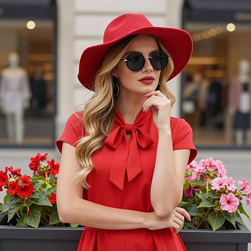 Charming Woman in Floral Outdoor Setting