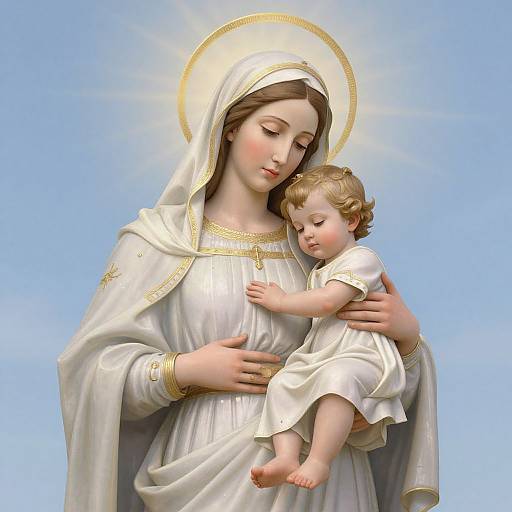 Ethereal Madonna and Child Embrace