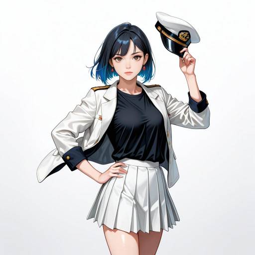 Vivacious Female Admiral in Military Uniform