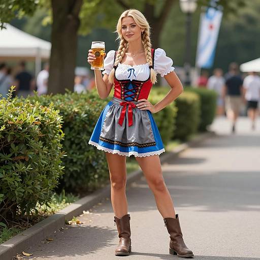 Charming Bavarian Beer Girl in Nature