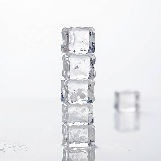 Vertical Ice Cube Stack on Glossy Surface