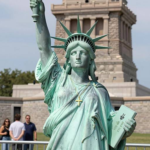 Confident Woman in Statue of Liberty Costume