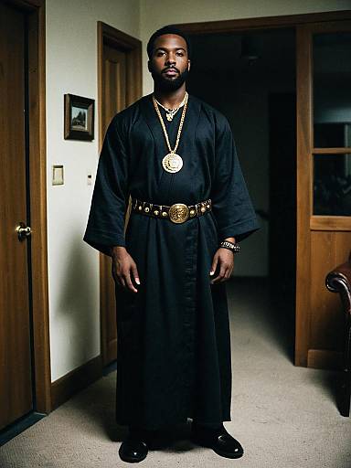 Elegant Dark-Skinned Man in Robe
