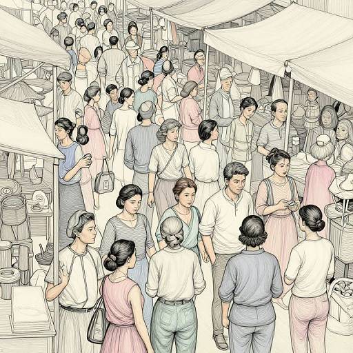 Intricate Busy Marketplace Scene